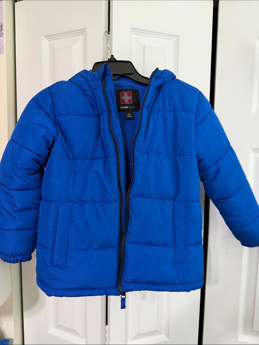 Swiss Tech Kids Royal Blue Hooded Puffer Jacket
